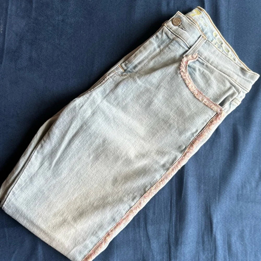 7 For All Mankind High Waist Ankle Skinny With Rainbow Fringe size 30  🌈 👖 - Picture 13 of 16
